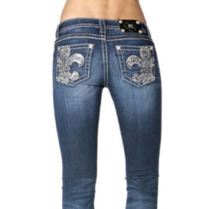 NWT - MISS ME JP5934B SZ 28 Fleur De Lis Jeans -28